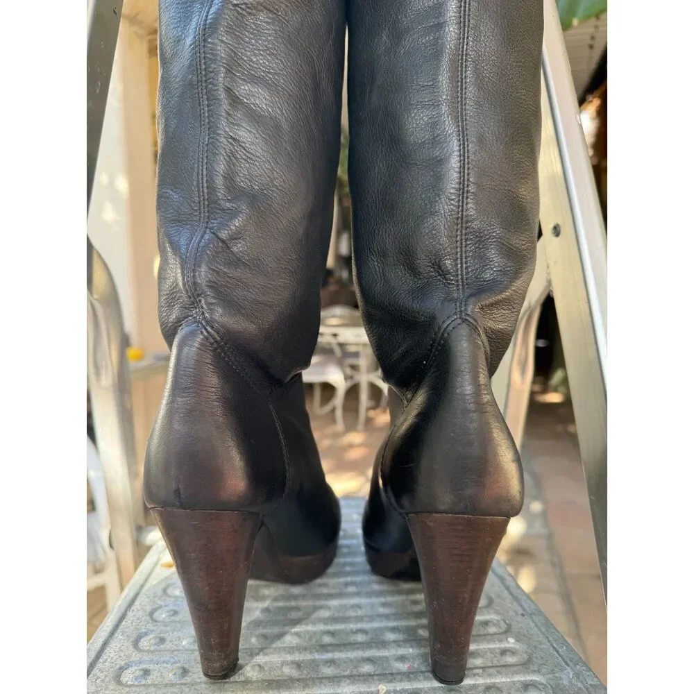 L'Autre Chose NY Look Black Leather Over The Knee Tall Boots SZ EU 38 = US 7.5/8 - Picture 10 of 14